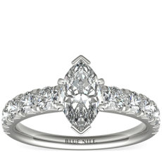 French Pavé Diamond Engagement Ring in Platinum (1 ct. tw.)